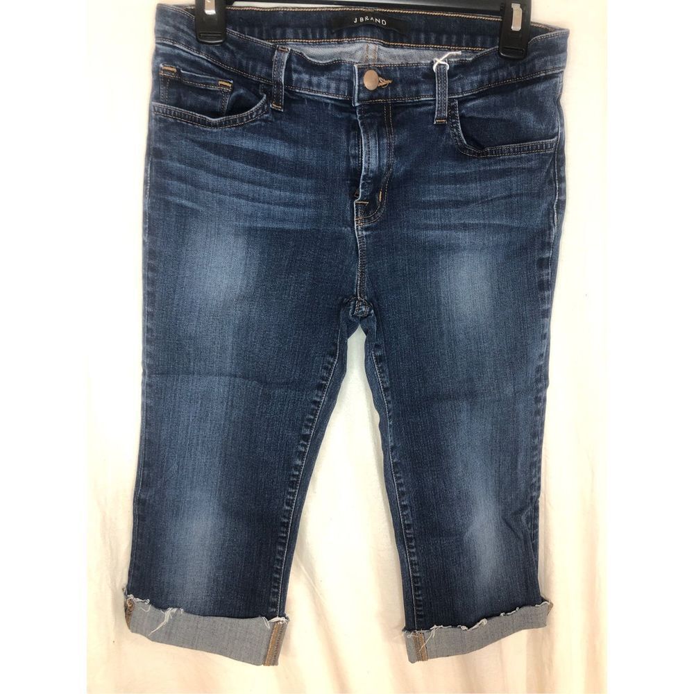 J BRAND CUFFED SLIM BOOT LEG VERUCA INDIGO BERMUDA SHORTS SIZE 30 MADE IN USA